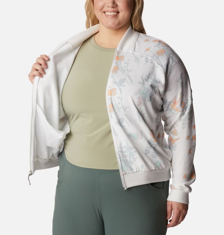 Jacheta Columbia Lodge French Terry Full Zip Dama Flori | Plus Size NJM0A19QZ